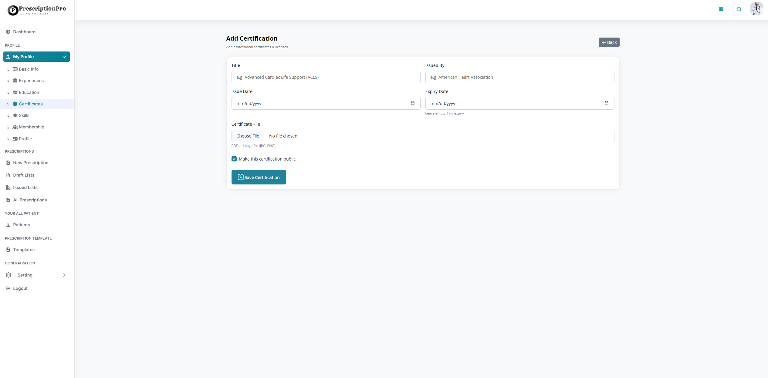 Doctor Profile Example